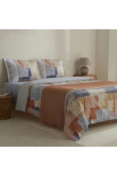 Karaca Home Simon 100% Baumwolle Doppelbett Bettwäsche und Decken Set