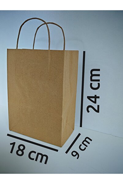 arminow BURGU SAPLI KRAFT KAĞIT ÇANTA  POŞETİ - 18x24x9 CM - 10 ADET