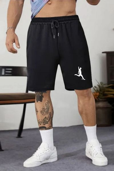 DEEPSENCE Pantaloni scurți și bermude pentru bărbați cu imprimeu slim fit negru - vară din bumbac