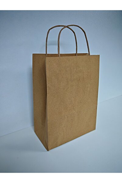 arminow BURGU SAPLI KRAFT KAĞIT ÇANTA  POŞETİ - 18x24x9 CM - 10 ADET