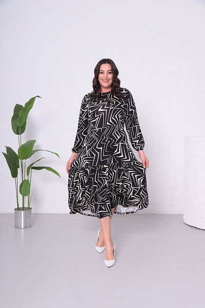 THE CABIN Γυναικεία Φούστα Plus Size Πλισέ Φόρεμα Μαύρο