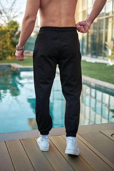 Relax family xf Men's Black Sweatpants Cotton Slim Fit Skinny Leg Jogger