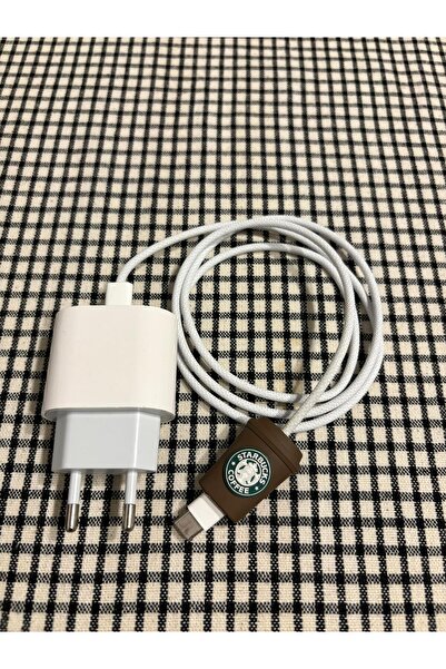 Store Tüm Şarj Kabloları İle Uyumlu Kahverengi Kahve Bardağı Tasarımlı Kablo ...