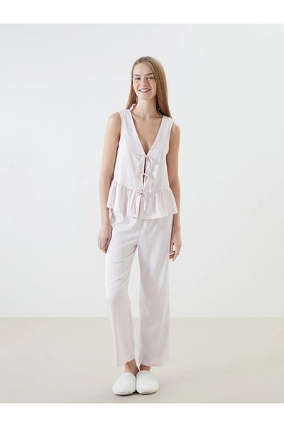 LC Waikiki Lcw Dream Pink V-Neck Satin Women's Sleepwear