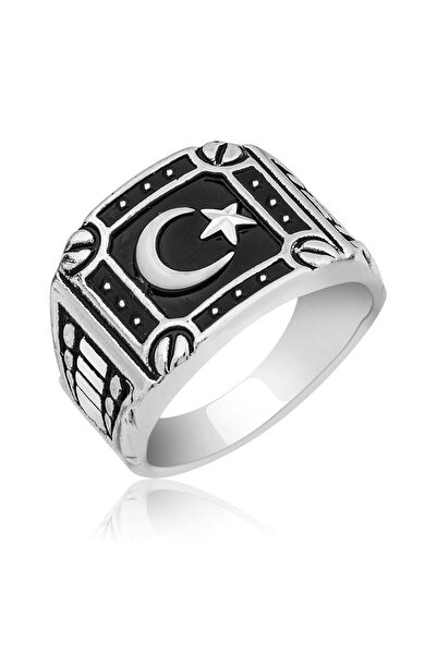 Ervanur Gümüş Kaplama Ay Yıldız Bayrak Erkek Yüzük ENG5858114
