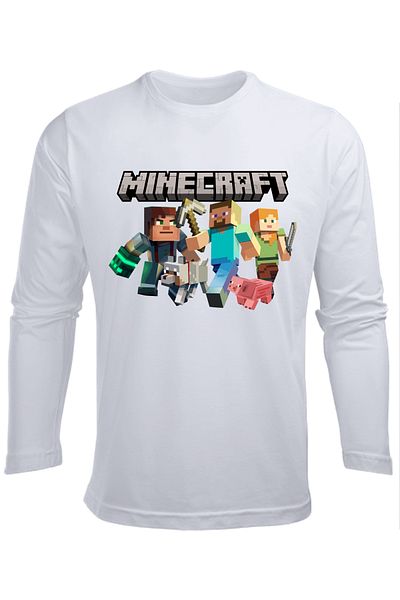 Efendioğlu Design tricou cu mânecă lungă Mine craft Characters cu mânecă lungă imprimat pentru copii