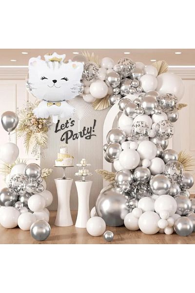 ALYA Party Cat Foil Balloon Birthday Concept Birthday Set