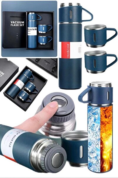 OMZ Stainless Steel 500ml 3-Cup Thermos Portable Double Layer Insulated Vacuum Travel Type Hot