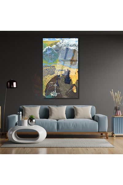 Artarilion Pictură pe sticlă Harta Stăpânilor Inelelor Imprimare digitală Pictură pe sticlă Pictură film din seria