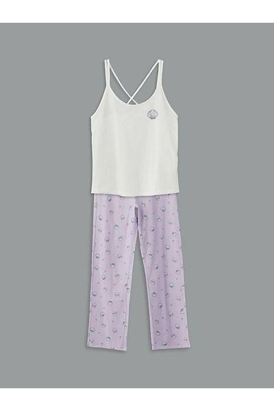 LC Waikiki Set pijamale pentru femei LCW DREAM liliac cu decolteu în U
