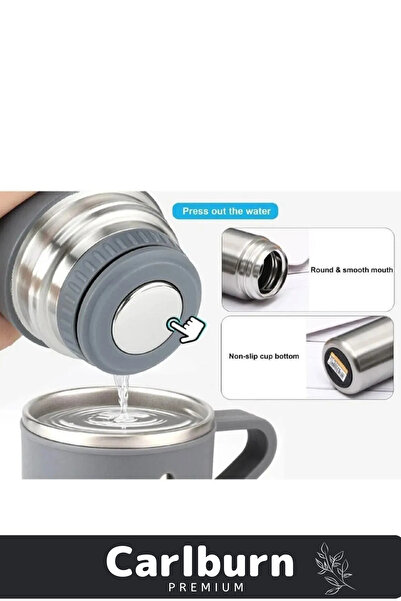 GiralStore Stainless Steel Black 3-Piece Cup Set Picnic Camping School Serving and Catering Water Soft Drink Tea Thermos Bottle