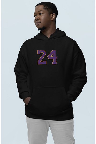 Fuddy Moda Unisex Mamba 24 Printed Back Printed Hooded Sweatshirt - Oversize Kobe Themed Hoodie