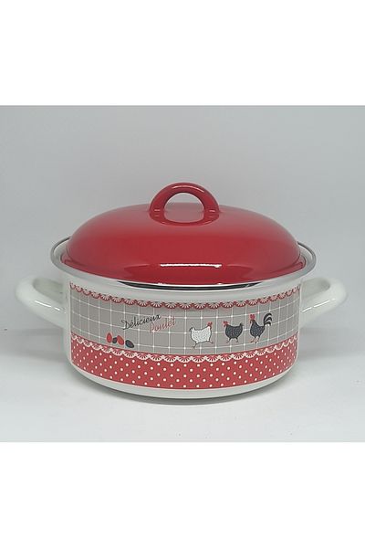 Avşar Enamel House 22 cm 2750 ml Vintage Enamel Soup Pilav Yogurt Stove