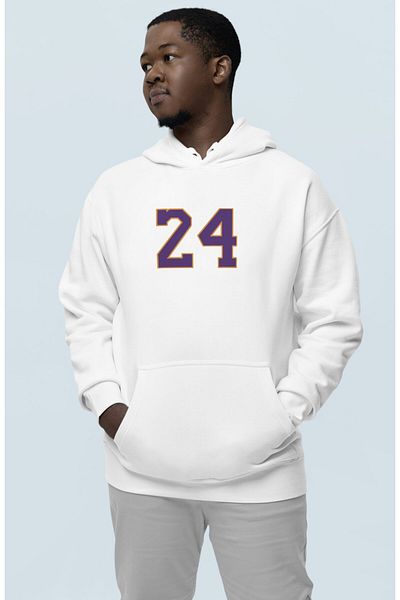 Fuddy Moda Unisex Mamba 24 Printed Back Printed Hooded Sweatshirt - Oversize Kobe Themed Hoodie