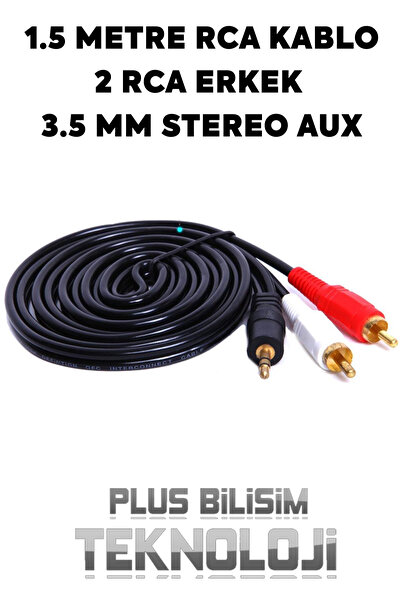 Plus Bilişim Platoon 1.5 Metre Rca Kablo 2 Rca Erkek 3.5 Mm Stereo Erkek 2 Rca Lale Tos 1 Stereo Aux Ses Kablosu