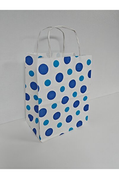 arminow BURGU SAPLI PUANTİYELİ KAĞIT ÇANTA HEDİYE POŞETİ - 18x23x11 CM - 10 ADET - Ç088