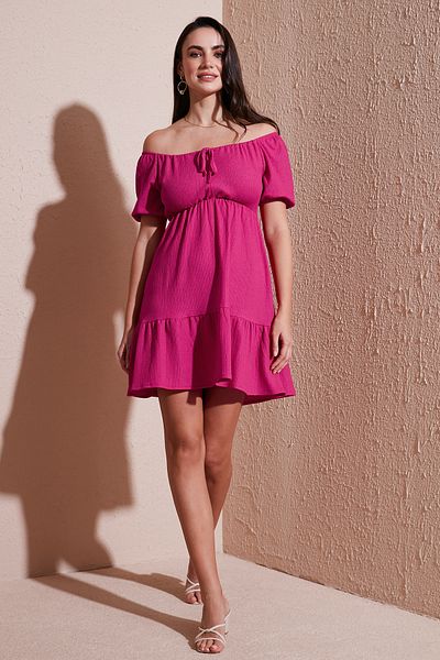 Lela Front Gathered Balloon Sleeves Mini Dress Dress 5869005