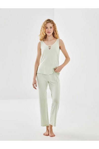 LC Waikiki Lcw Dream Green U-Neck Women's Pajamas Set