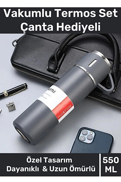 GiralStore Stainless Steel Black 3-Piece Cup Set Picnic Camping School Serving and Catering Water Soft Drink Tea Thermos Bottle