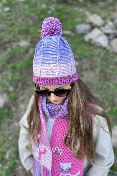 Mila Colorful Hand Knitted Pompom Beret