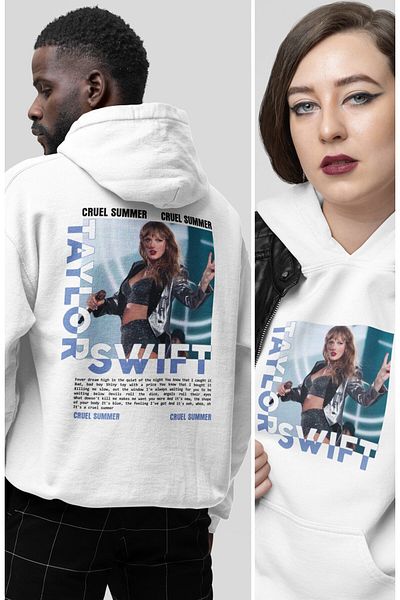 Fuddy Moda Unisex Oversize Taylor Swift Cruel Summer Back Printed Hooded Sweatshirt