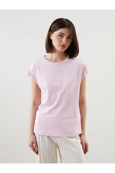 LC Waikiki Lcw Dream Pink Crew Neck Print Women's Capri Pajamas Set