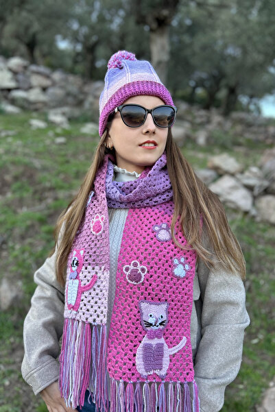 Mila Colorful Hand Knitted Pompom Beret