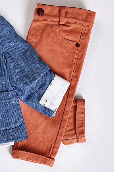 Bebüş Embroidered Jacket Printed Long Sleeve Shirt Tile Pants and Scarf 4-Piece Boy's Suit 14409