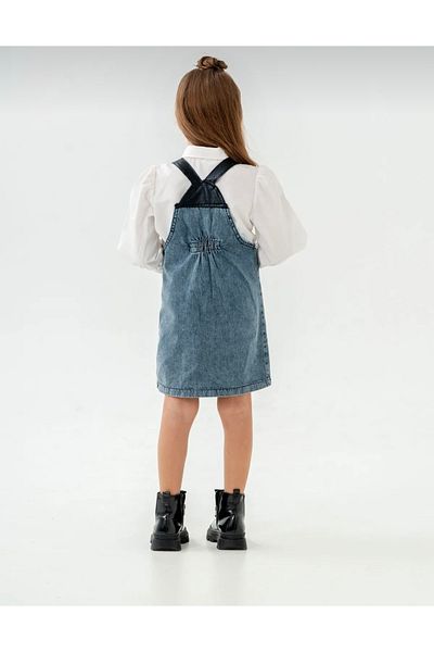 Pasur Bebe Girl's Jeans Dress with Shirt and Bag