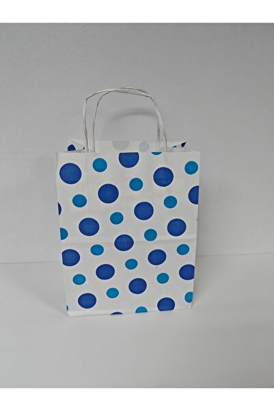 arminow BURGU SAPLI PUANTİYELİ KAĞIT ÇANTA HEDİYE POŞETİ - 18x23x11 CM - 10 ADET - Ç088