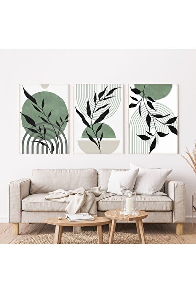 banabirhediye Minimalist Bohem Kasnaklı 3'lü set Kanvas Tablo Soyut Modern