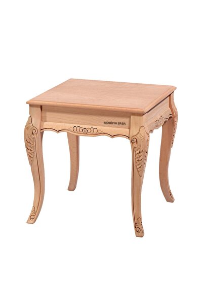 Mobilya Baba Çamoluk Rustik Oymalı Yan Sehpa Takımı Cilasız Ham Ahşap