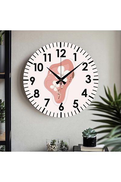 M&H Quality Ceas de perete imprimat UV cu cifre turcești decorative cu model de flori (silencios) Mecanism acarien Scorpion metalic