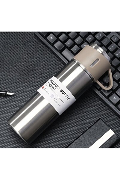 OMZ Thermos Stainless Steel 3-Cup Gray Color Set Beverage 500 ml Stainless Steel Gray 12 Hours