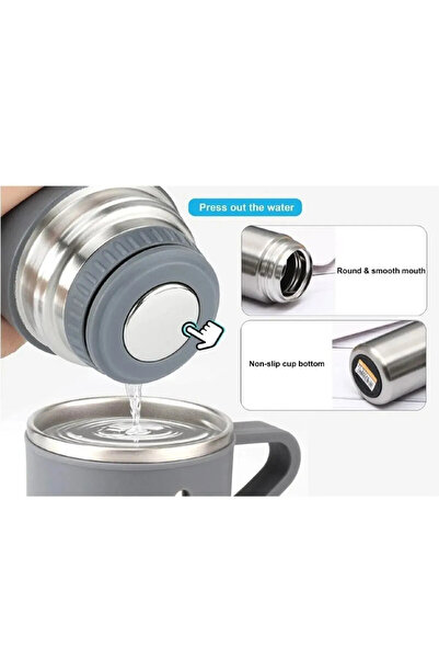 GiralStore Stainless Steel Vacuum Thermos Set with 3 Cups in Special Box Up to 12 Hours Heat Preservation Camping Picnic