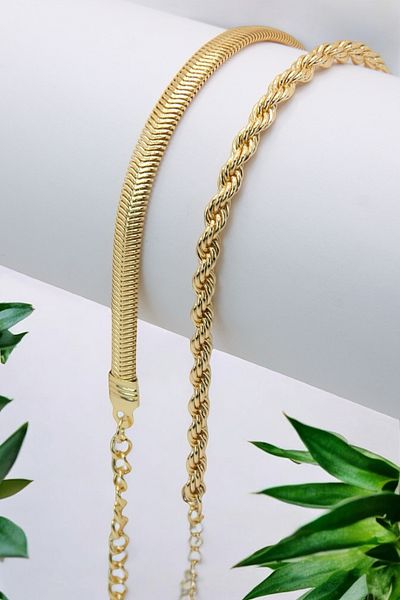 TAKIPORT Gold Color 2-Piece Women's Bracelet Combination Suitable for Any Wrist