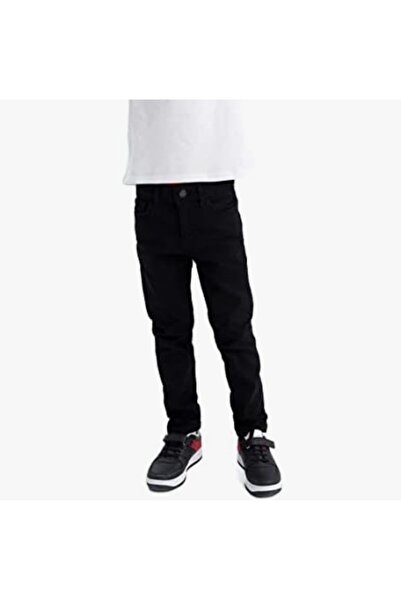 Pars Pantaloni din denim pentru băieți, negri, slim fit, din Lycra, elastici