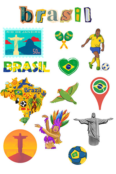 ANSHA CRAFTS Brezilya Sticker Seti Bullet Journal - Ajanda - Planner - Defter...