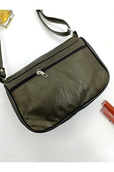 NahitaTyana Γυναικεία τσάντα ώμου από γνήσιο δέρμα χακί πράσινη