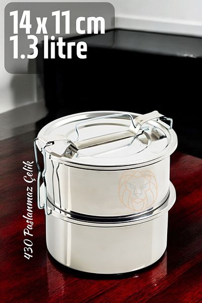 Transformacion 14 cm 1.3 L 2 Tiers Stainless Steel Food Container 721365