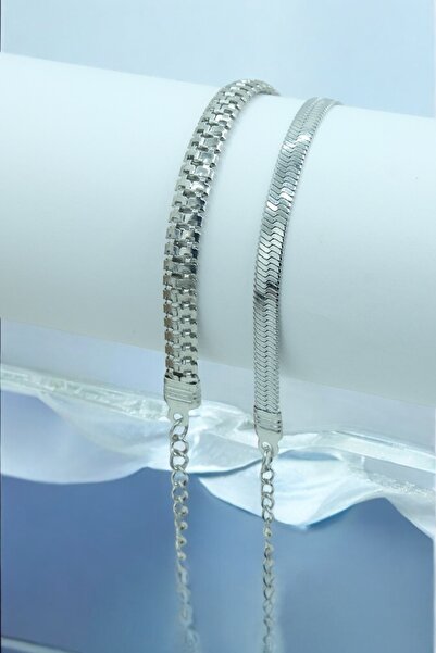 TAKIPORT Silver Color 2-Piece Women's Bracelet Combination Suitable for Any W...