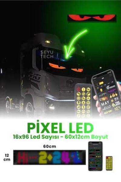 EN SİGA 64 CM Led Panel Yazı Yazan Telefon Kontrollü Led Ekran Kamyon Otobüs ...