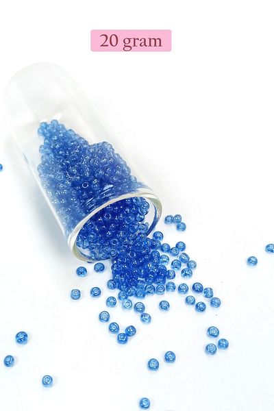 Royaleks 3 mm Cast Glass Sand Beads - 20 Grams Clear Light Blue Bnc163