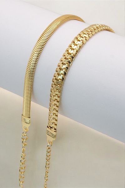 TAKIPORT Gold Color 2-Piece Women's Bracelet Combination Suitable for Any Wrist