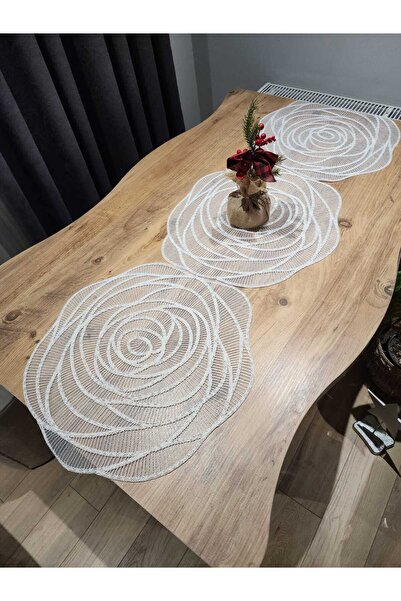 Tekstilife Ev Tekstil Çeyiz Salon Masa Örtüsü Dantel Lüx Gold Simli Kordene R...