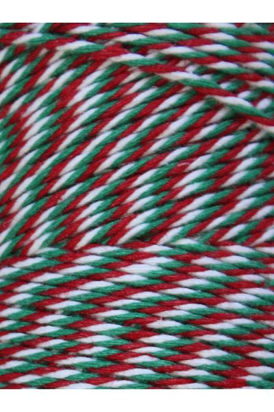 Akduman İplik 200 Mt Red- Green - White Three Colors Gift Packing Rope 200 Gr