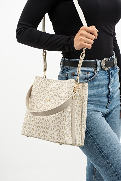 Just Polo Women's Black Print Patterned Hand and Shoulder Bag Tycet02117