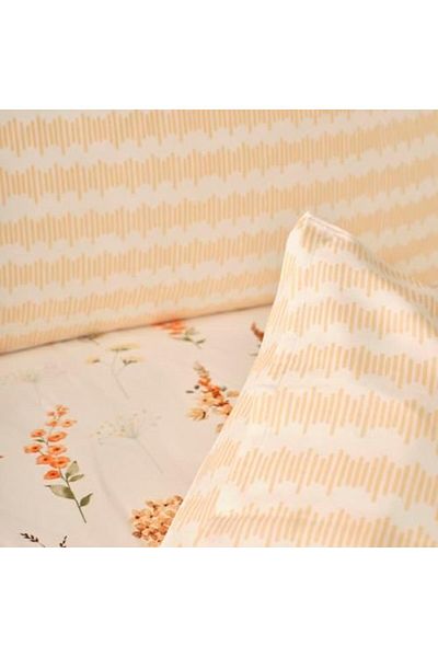 STOREMAX Muartshop Maison Leora Floral Patterned 100% Cotton Satin Duvet Cover Set, Salmon, Double (Duvet Cover