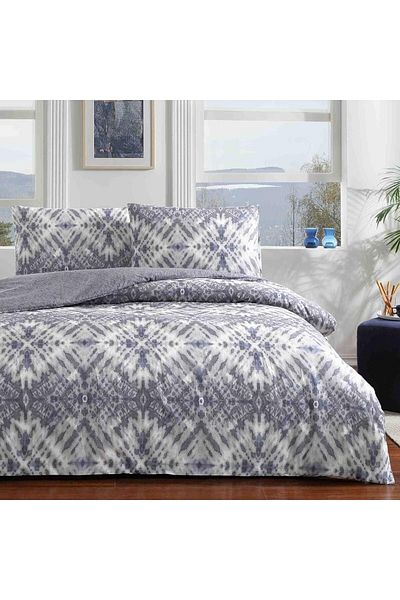 STOREMAX Lvnshop Mavis Ranforce - Ethnic Patterned Navy 100% Cotton Single Duvet Cover Set Lv 224120