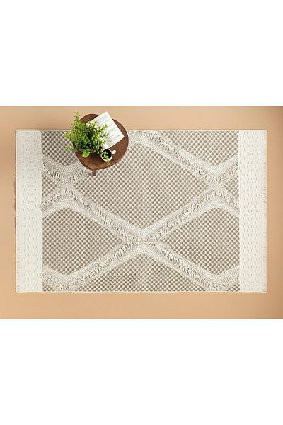 STOREMAX Buystoremx Home Hanna Fringed Rug 160X230 cm Cream - Stone Newstar 1051066